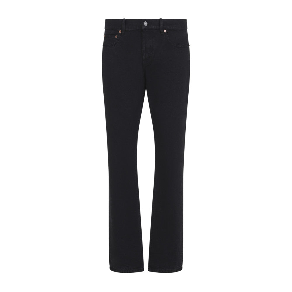 Black Slim Mid Rise Jeans 1
