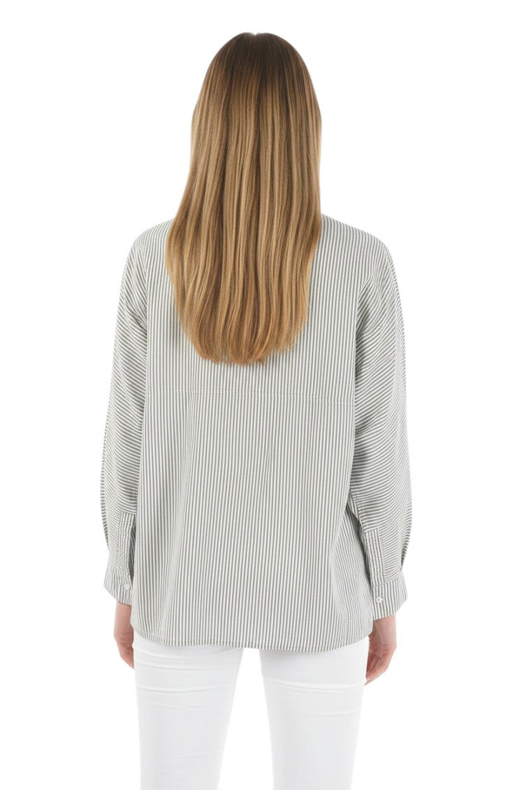 Grey Oversized Stripes Shirt 2