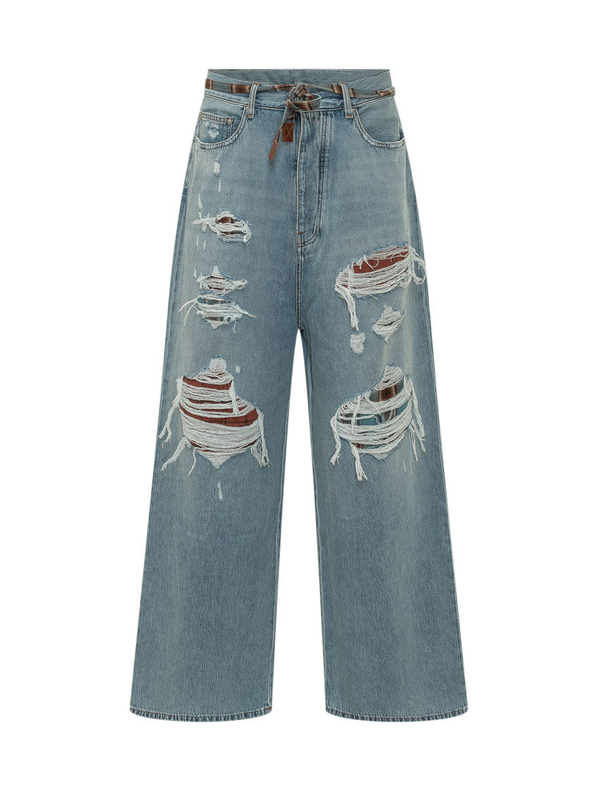 Blue Loose Distressed Jeans 1