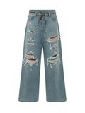 Blue Loose Distressed Jeans 1