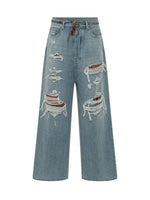 Blue Loose Distressed Jeans 1