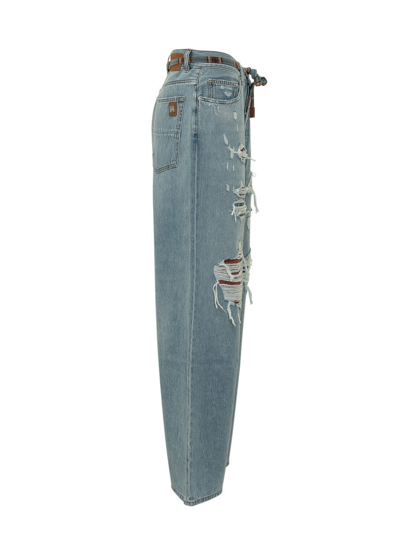 Blue Loose Distressed Jeans 3