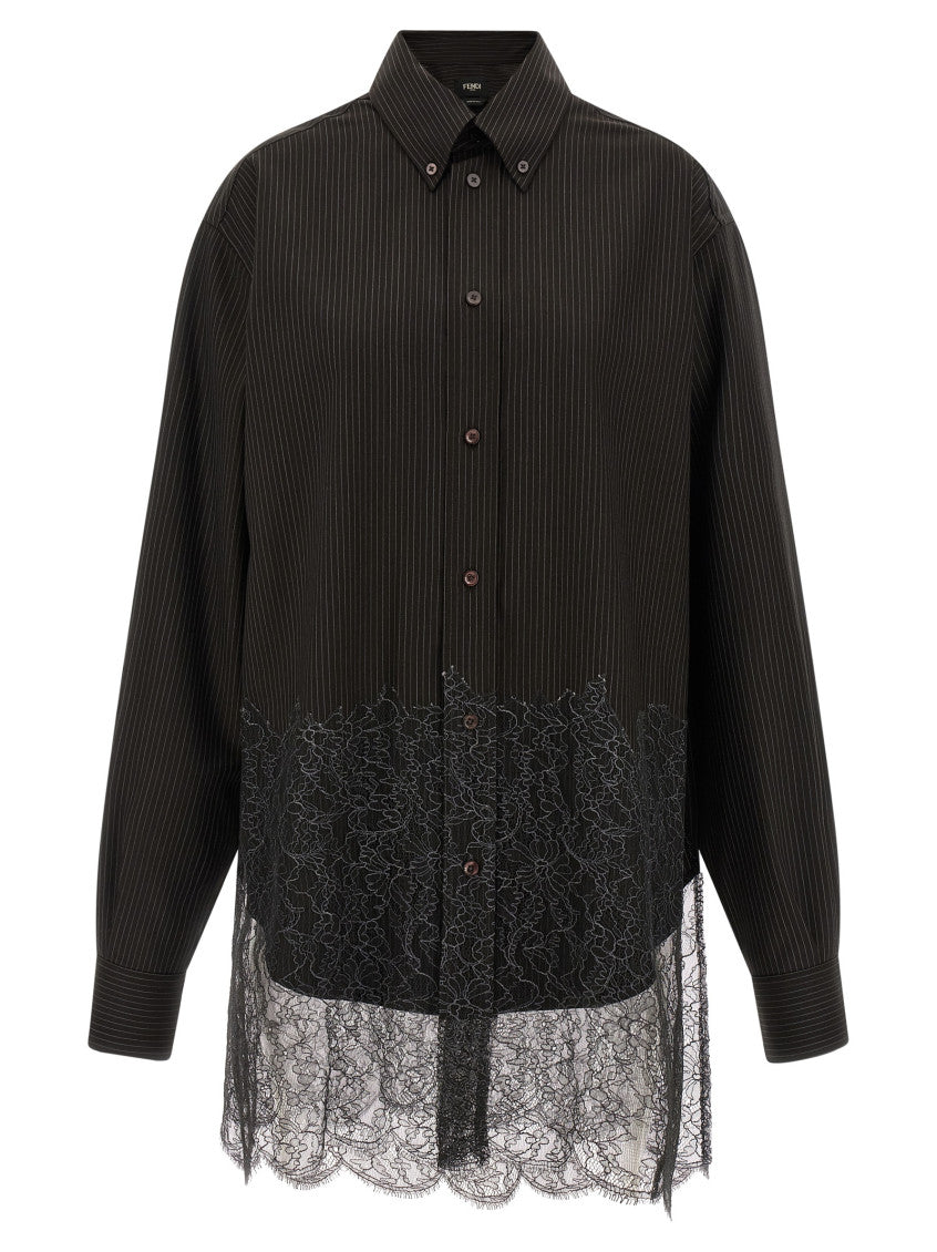 Brown Wool and lace shirt 1