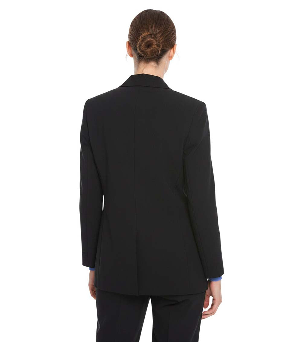 Black Solid Notched Lapel Blazer 2