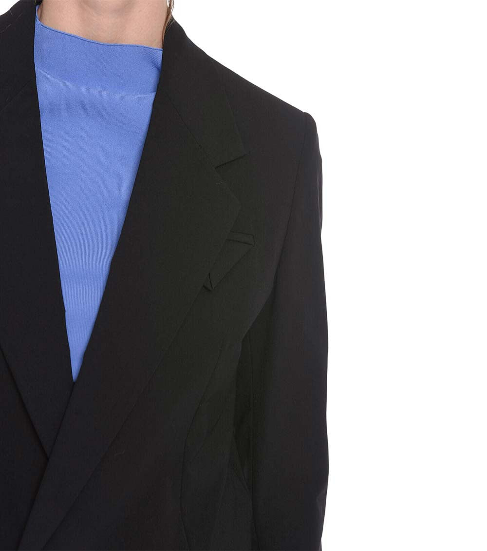 Black Solid Notched Lapel Blazer 3