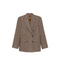 Brown Houndstooth Peaked Lapel Blazer 1