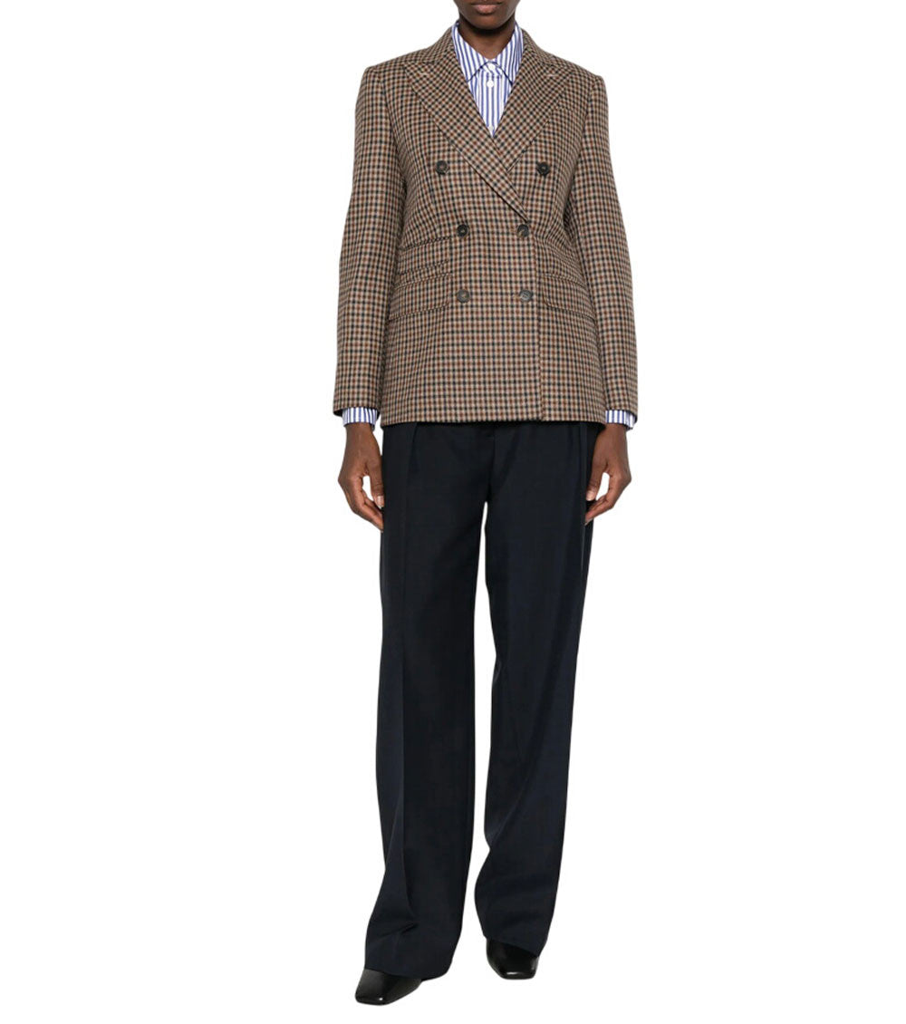 Brown Houndstooth Peaked Lapel Blazer 2