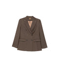 Brown Solid Peaked Lapel Blazer 1