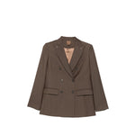 Brown Solid Peaked Lapel Blazer 1