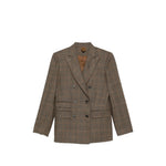 Brown Checks Peaked Lapel Blazer 1