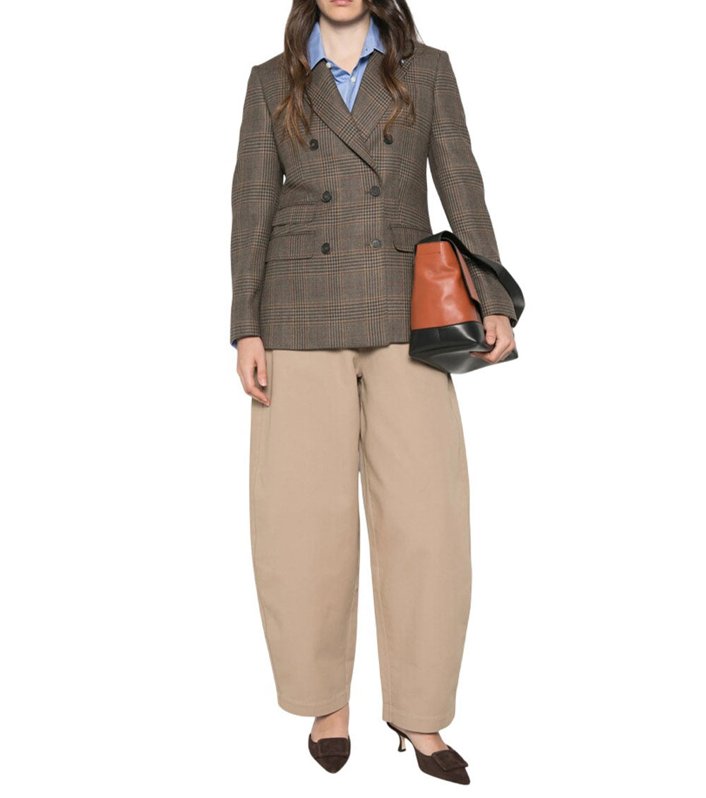 Brown Checks Peaked Lapel Blazer 2
