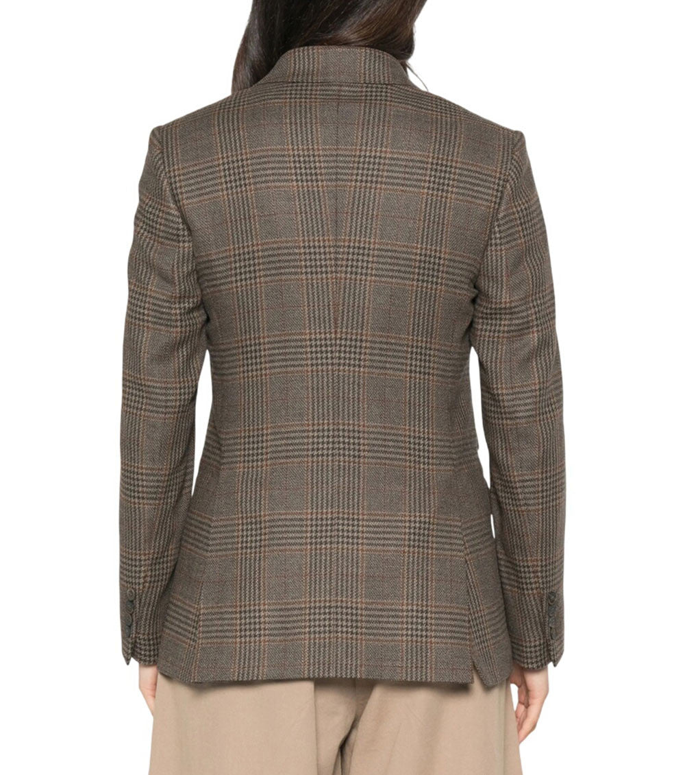 Brown Checks Peaked Lapel Blazer 3