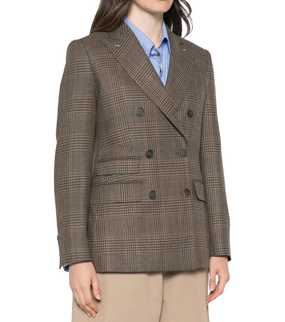 Brown Checks Peaked Lapel Blazer 5
