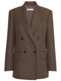 Brown Textured Peaked Lapel Blazer 1