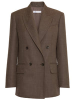 Brown Textured Peaked Lapel Blazer 1