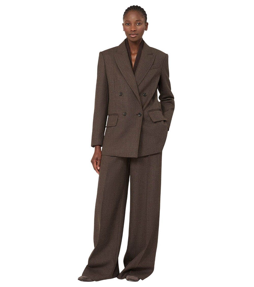 Brown Textured Peaked Lapel Blazer 2