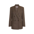 Brown Solid Peaked Lapel Blazer 1