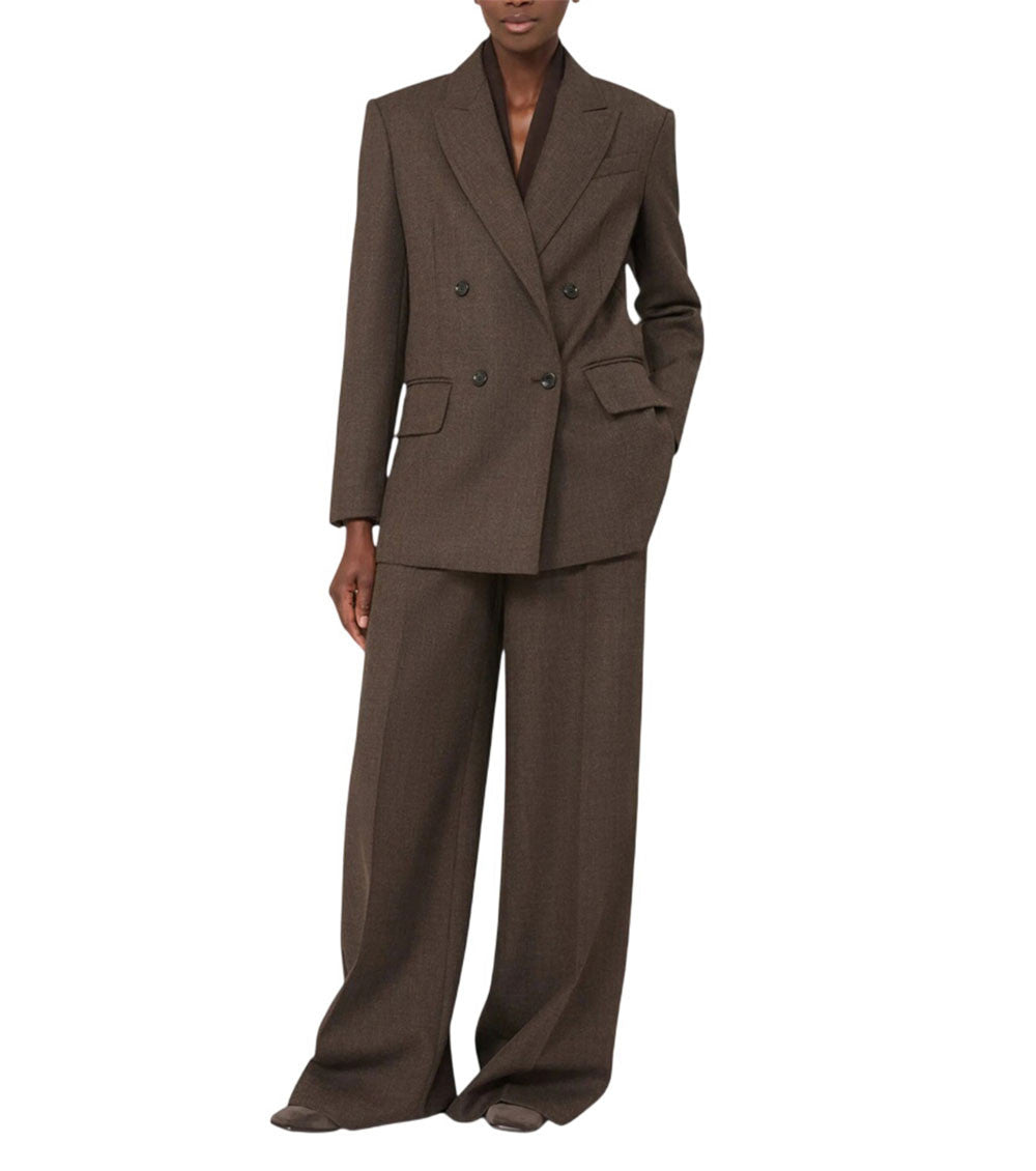 Brown Solid Peaked Lapel Blazer 4