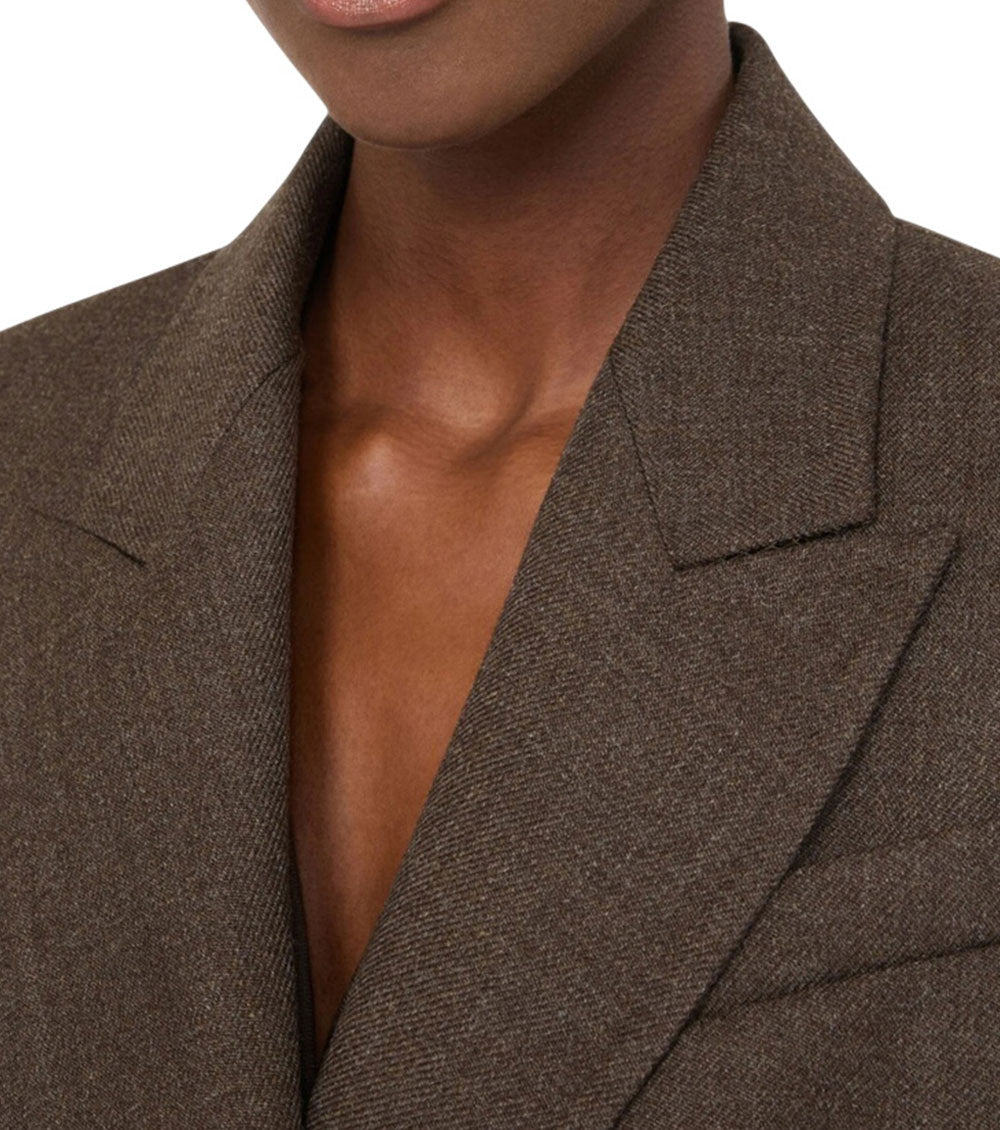 Brown Solid Peaked Lapel Blazer 5
