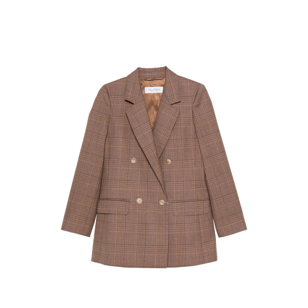 Brown Checks Peaked Lapel Blazer 1