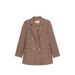 Brown Checks Peaked Lapel Blazer 1