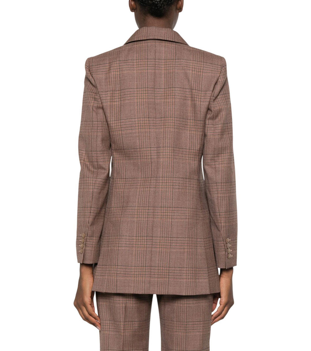 Brown Checks Peaked Lapel Blazer 3