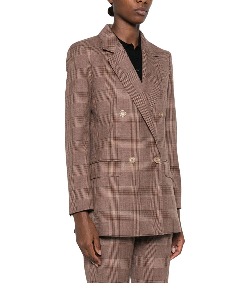 Brown Checks Peaked Lapel Blazer 4