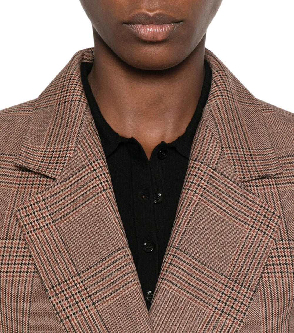 Brown Checks Peaked Lapel Blazer 5