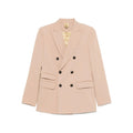 Beige Solid Peaked Lapel Blazer 1