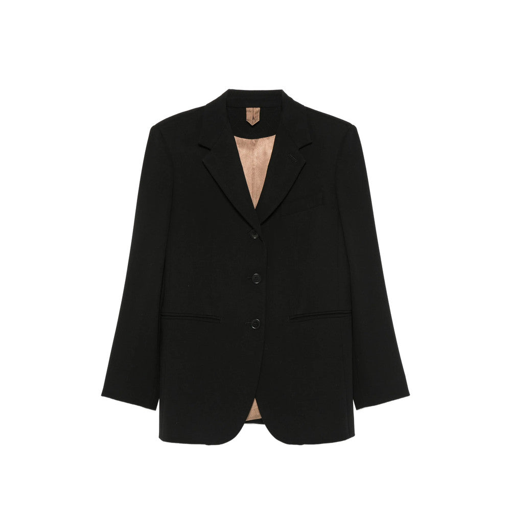 Black Solid Notched Lapel Blazer 1