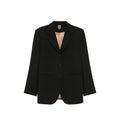 Black Solid Notched Lapel Blazer 1