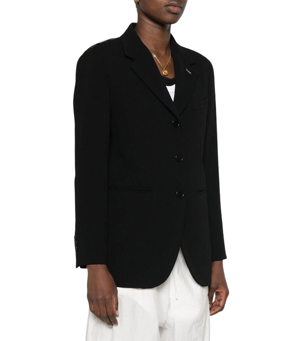 Black Solid Notched Lapel Blazer 5