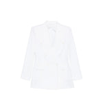 White Solid Notched Lapel Blazer 1