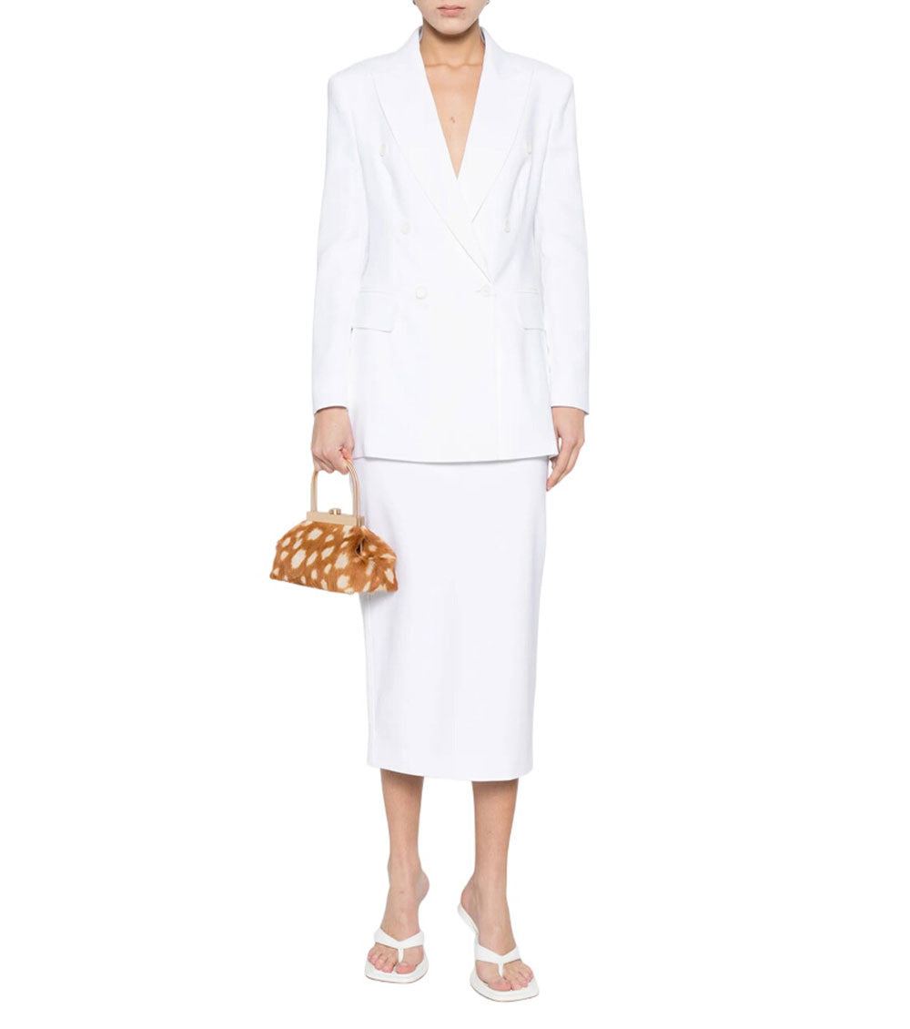 White Solid Notched Lapel Blazer 2