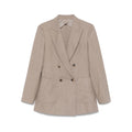 Beige Textured Notched Lapel Blazer 1