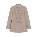 Beige Textured Notched Lapel Blazer 1