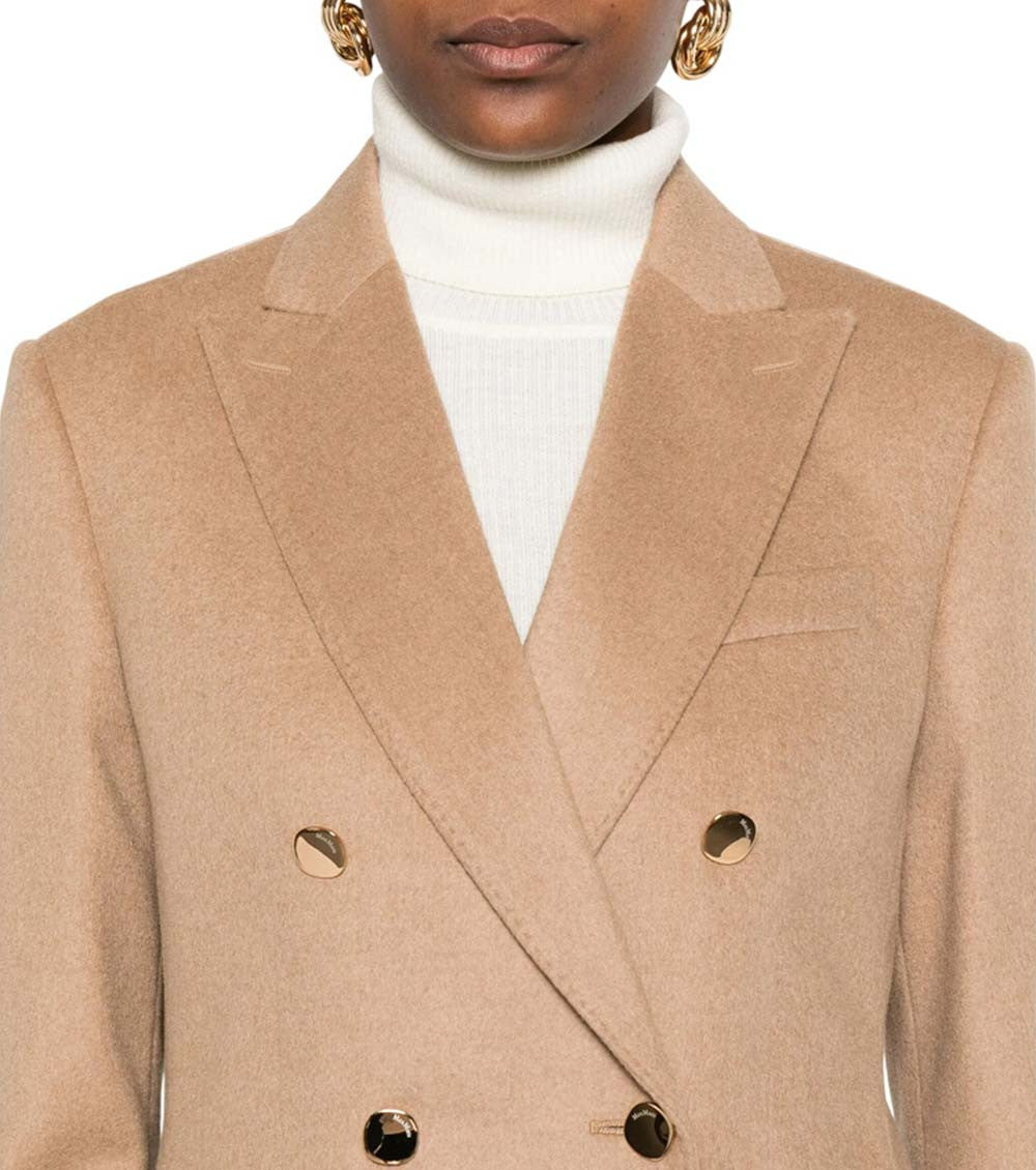 Beige Solid Peaked Lapel Blazer 5