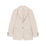 Beige Notched Lapel Blazer 1