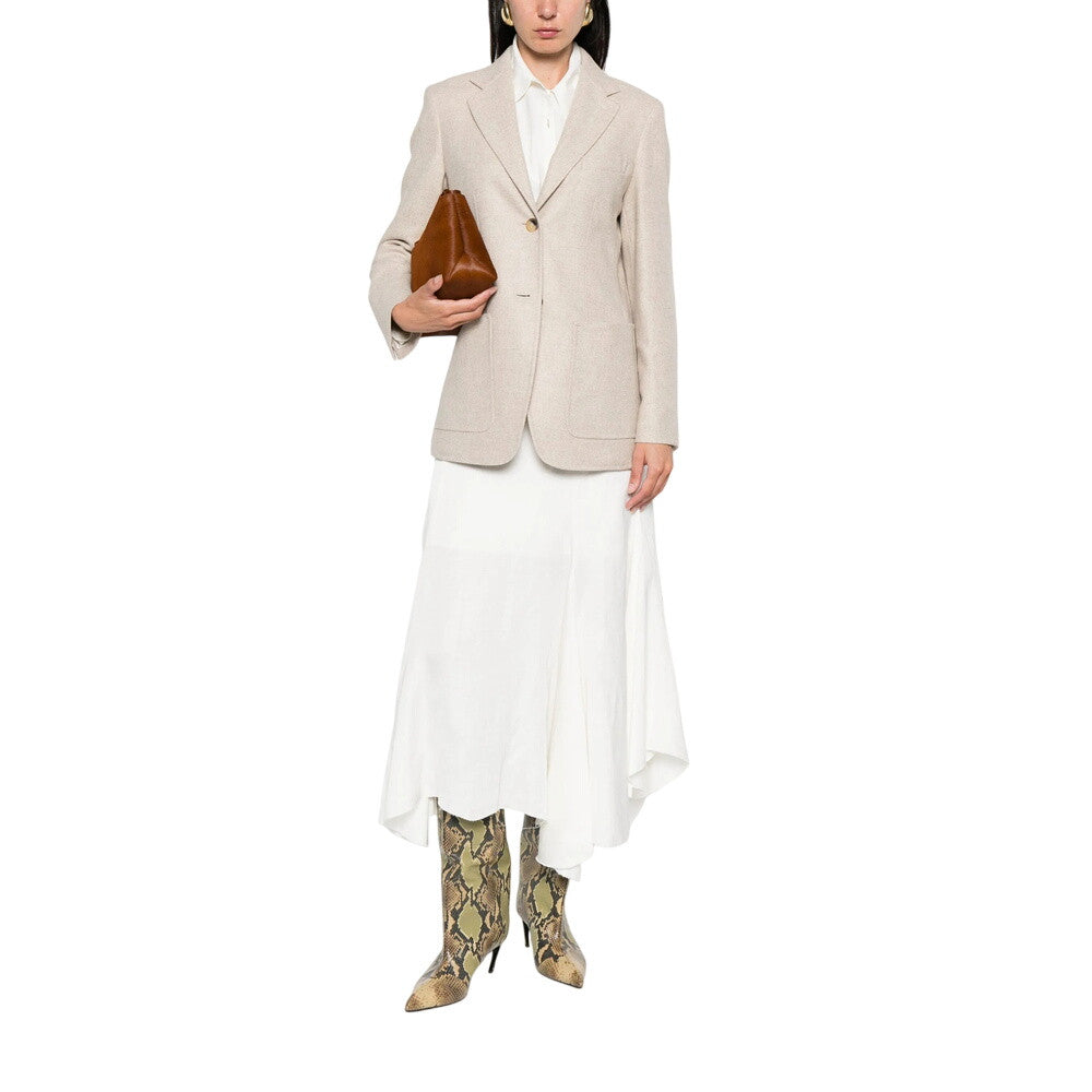 Beige Notched Lapel Blazer 2
