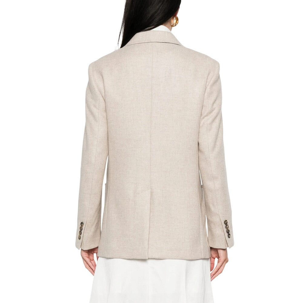 Beige Notched Lapel Blazer 3