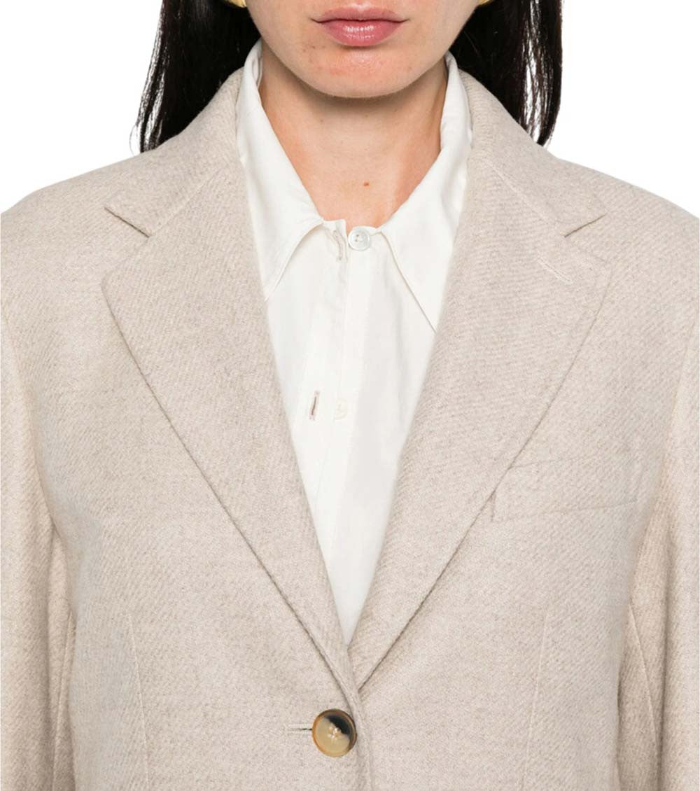 Beige Notched Lapel Blazer 4
