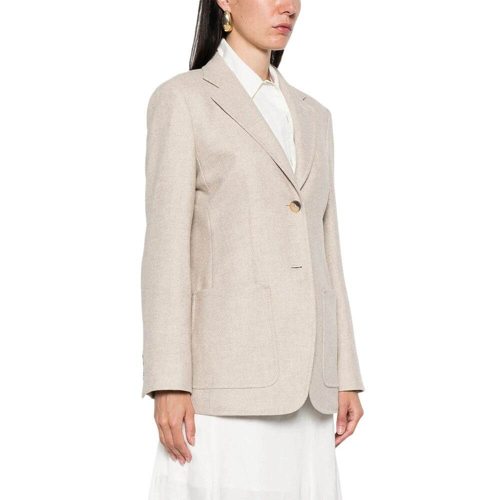 Beige Notched Lapel Blazer 5