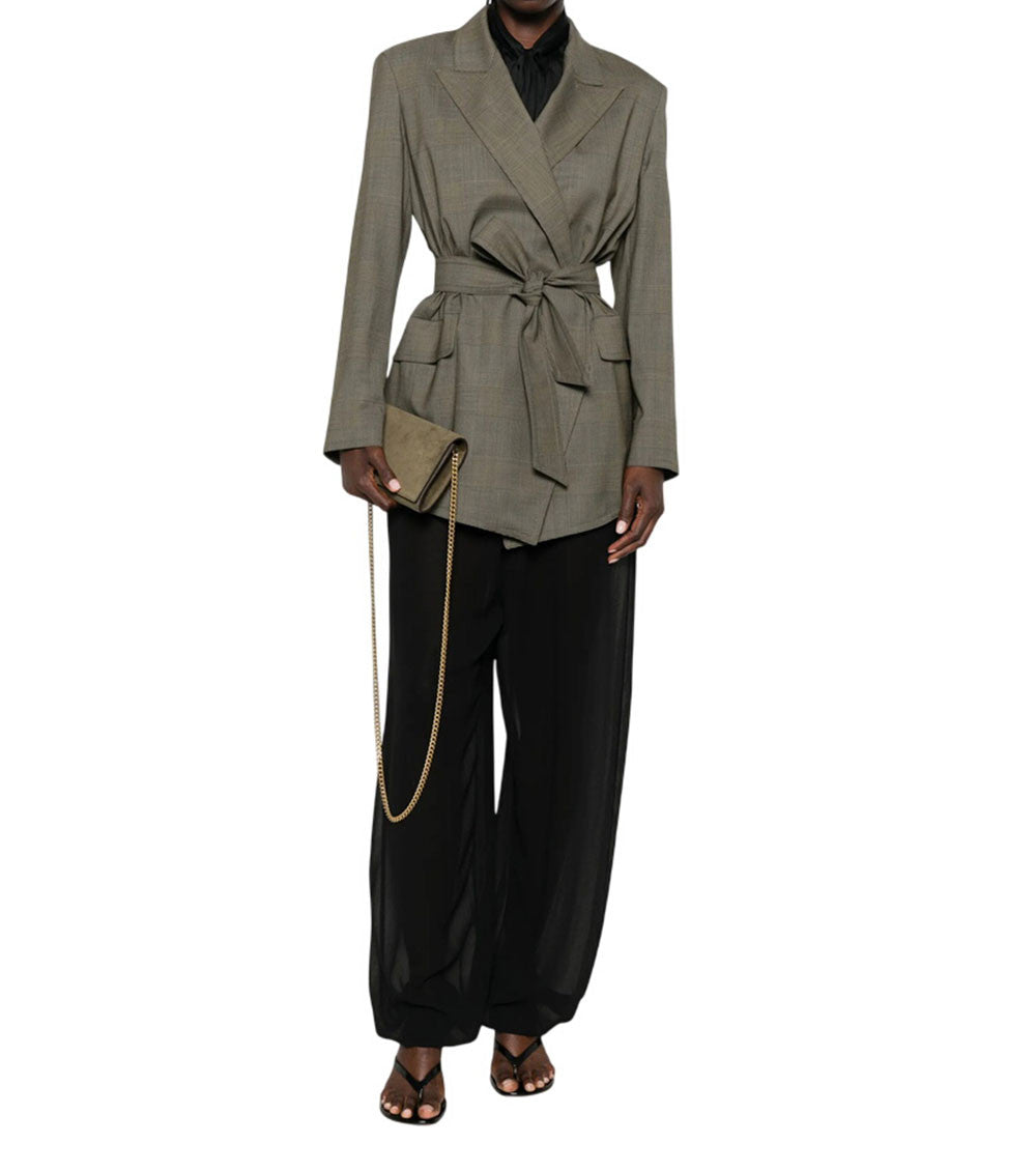 Brown Checks Peaked Lapel Blazer 1