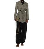 Brown Checks Peaked Lapel Blazer 1
