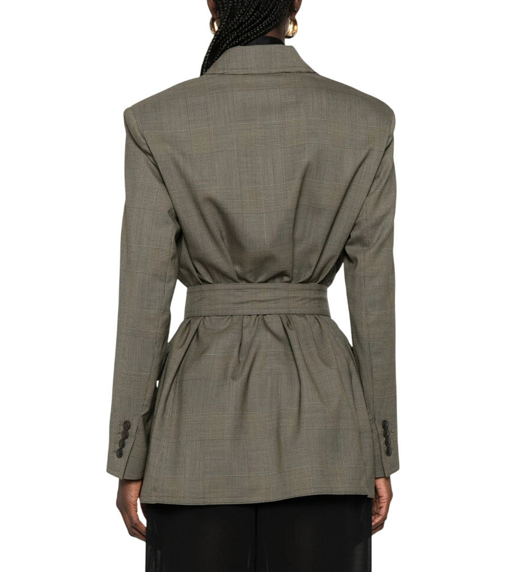 Brown Checks Peaked Lapel Blazer 2