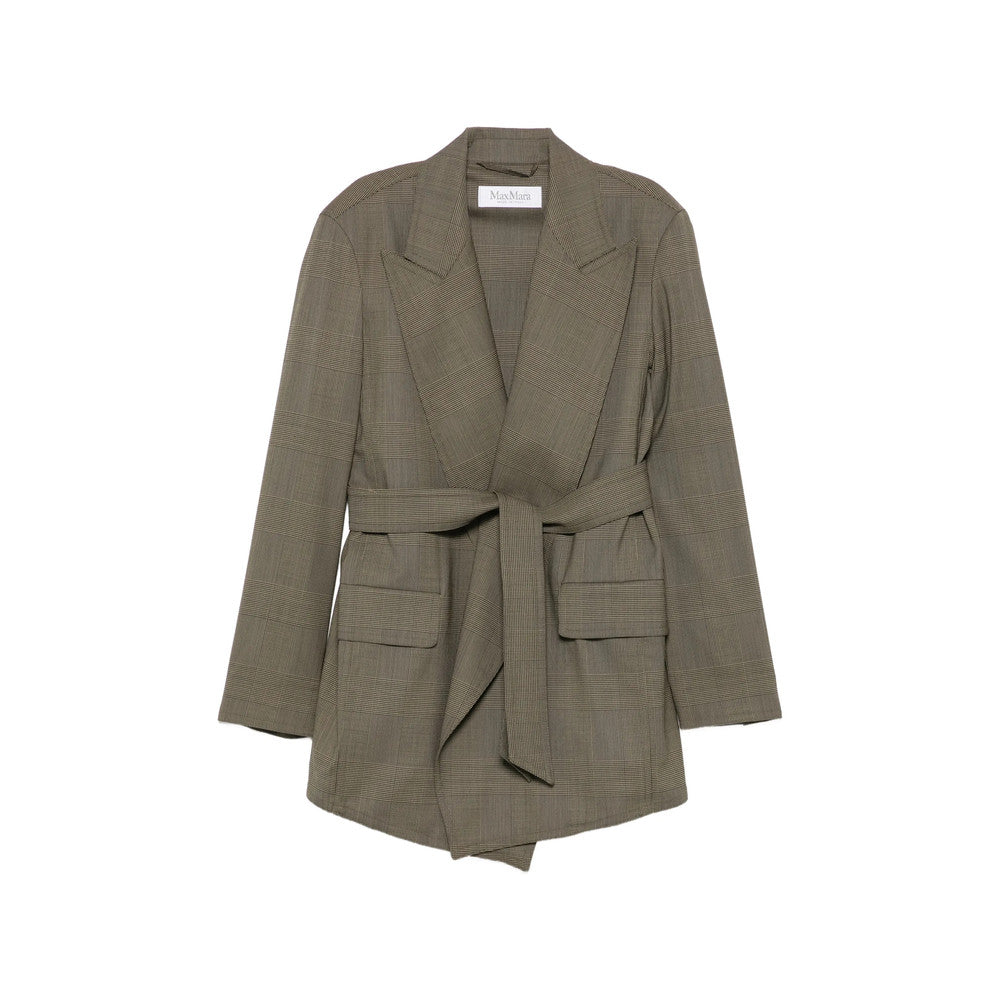 Brown Checks Peaked Lapel Blazer 3