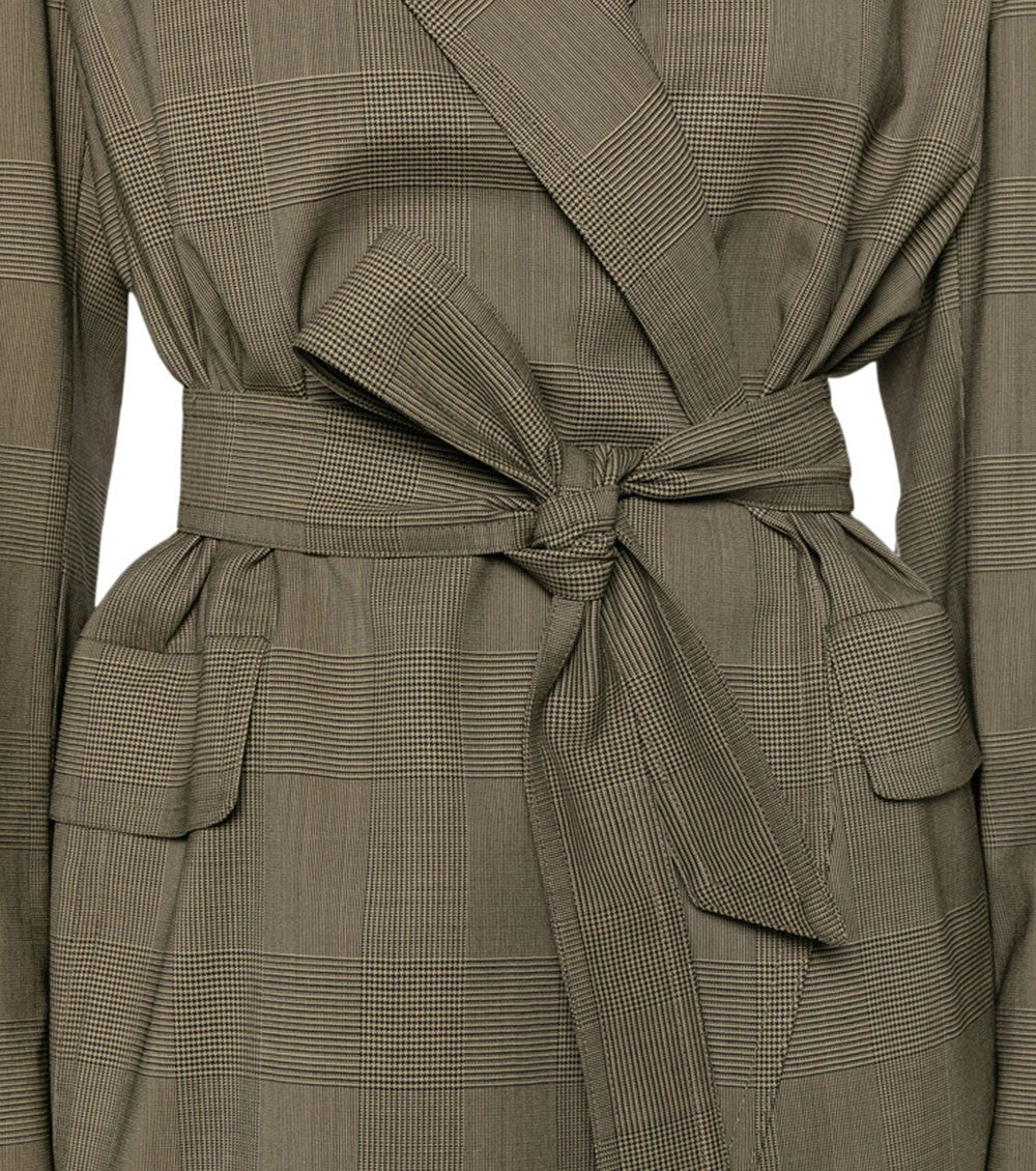Brown Checks Peaked Lapel Blazer 4