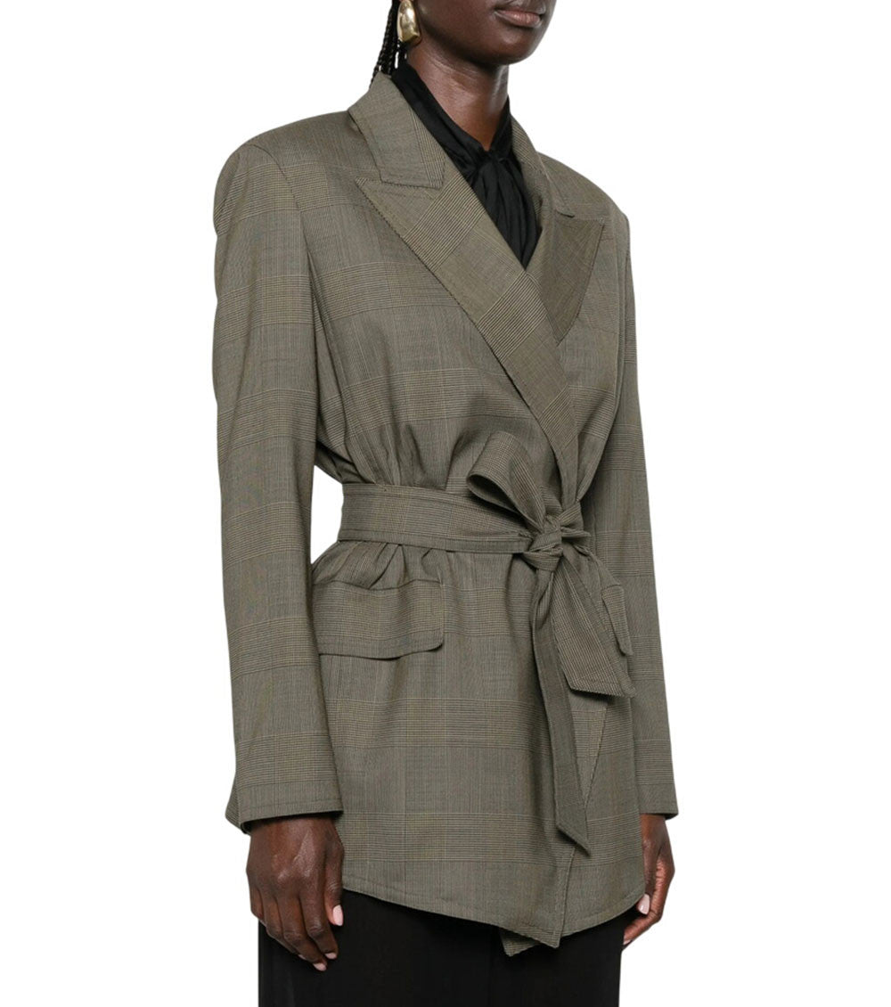 Brown Checks Peaked Lapel Blazer 5