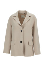Beige Solid Notched Lapel Blazer 1