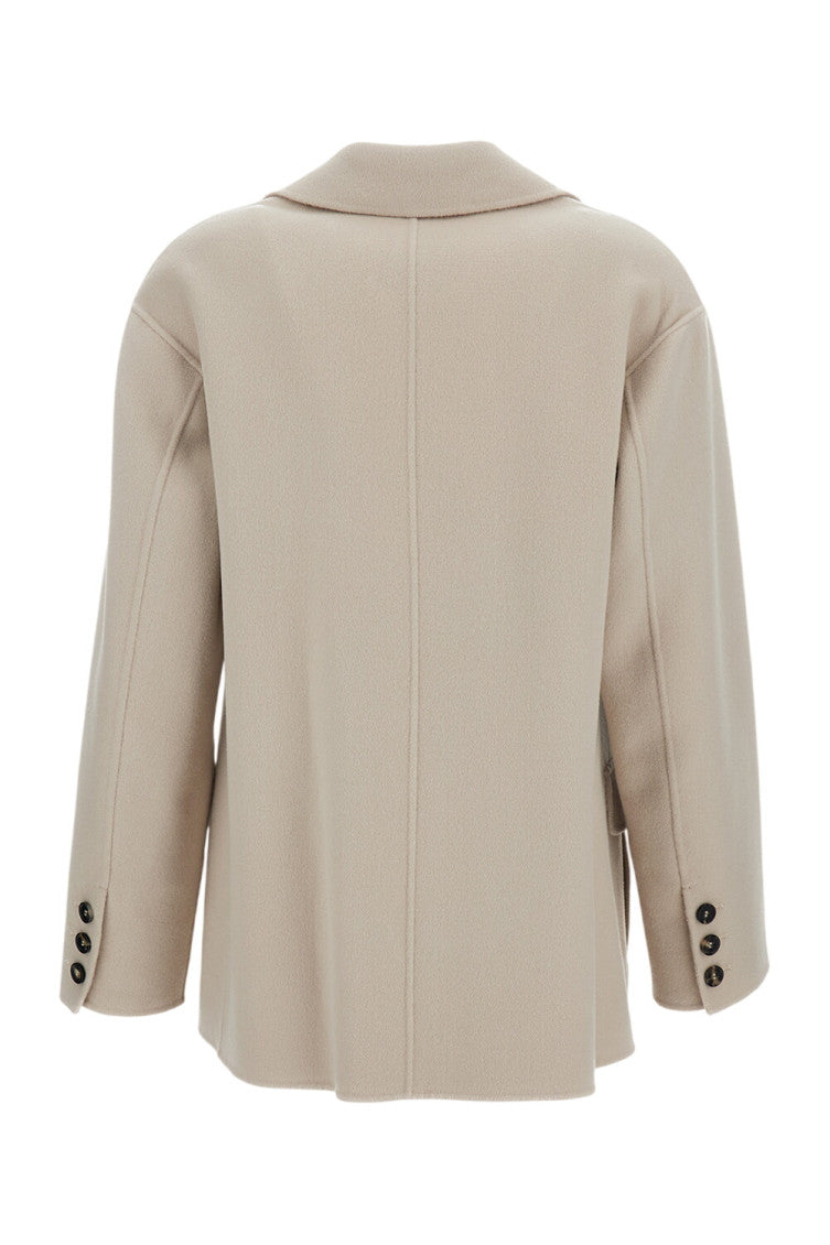 Beige Solid Notched Lapel Blazer 2